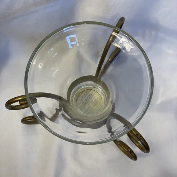 Indiana Glass Scroll Candle Holder Set. Crystal Glass With Metal Gold Support 6" - Picture 4 of 9